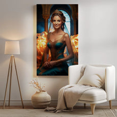 Framed portrait of a woman in a teal gown for Urodziny product Wyjątkowy portret kobiety