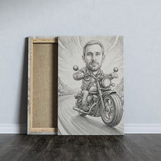 Portret rysunkowy - pomysł na prezent dla Fana motorów