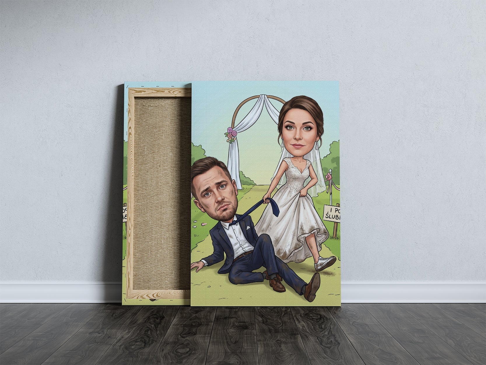 Personalizowana karykatura ślubna na prezent dla Pary Młodej mockup 4