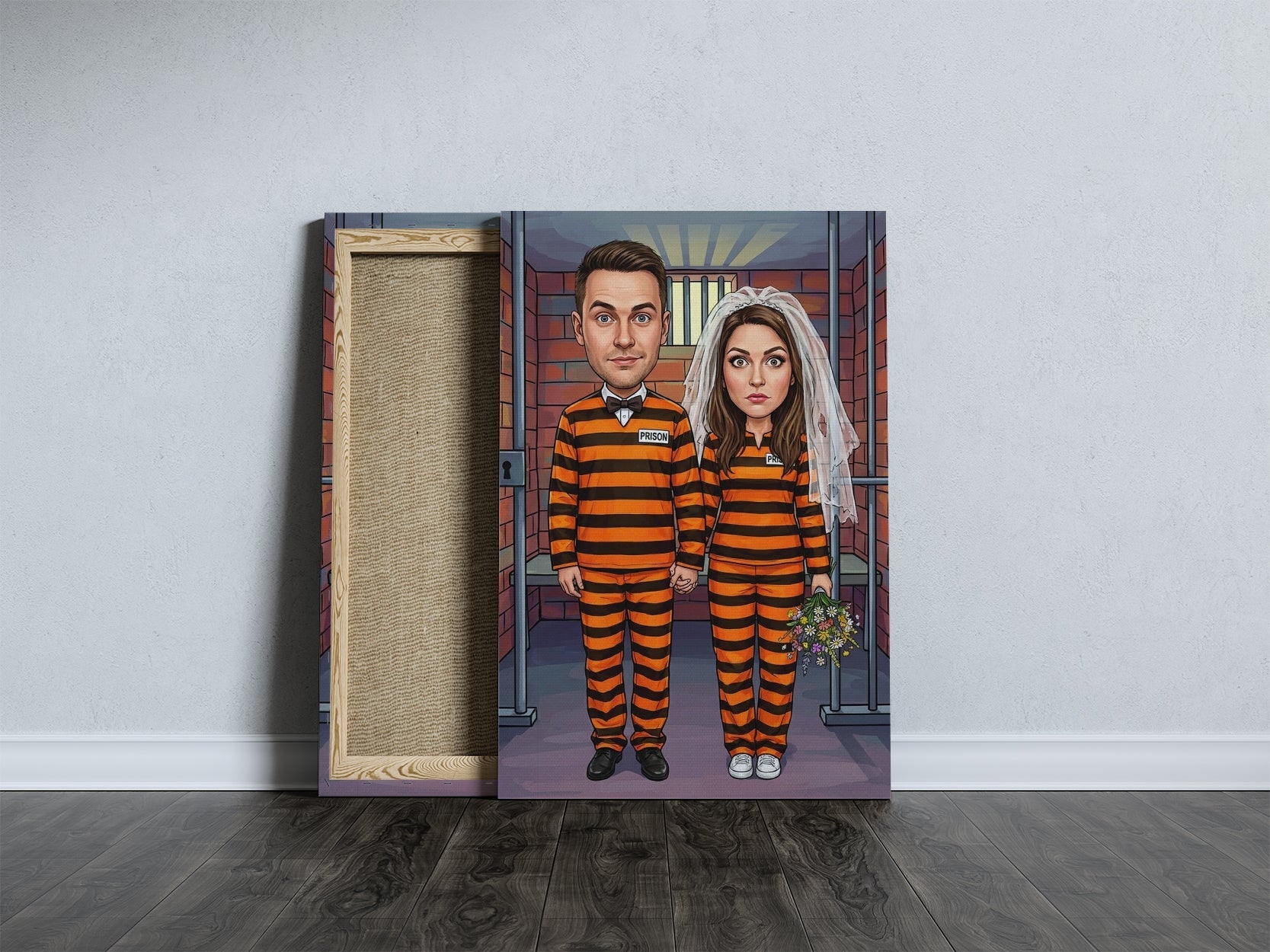 Personalizowana karykatura ślubna z własnym tekstem i grafiką mockup 4