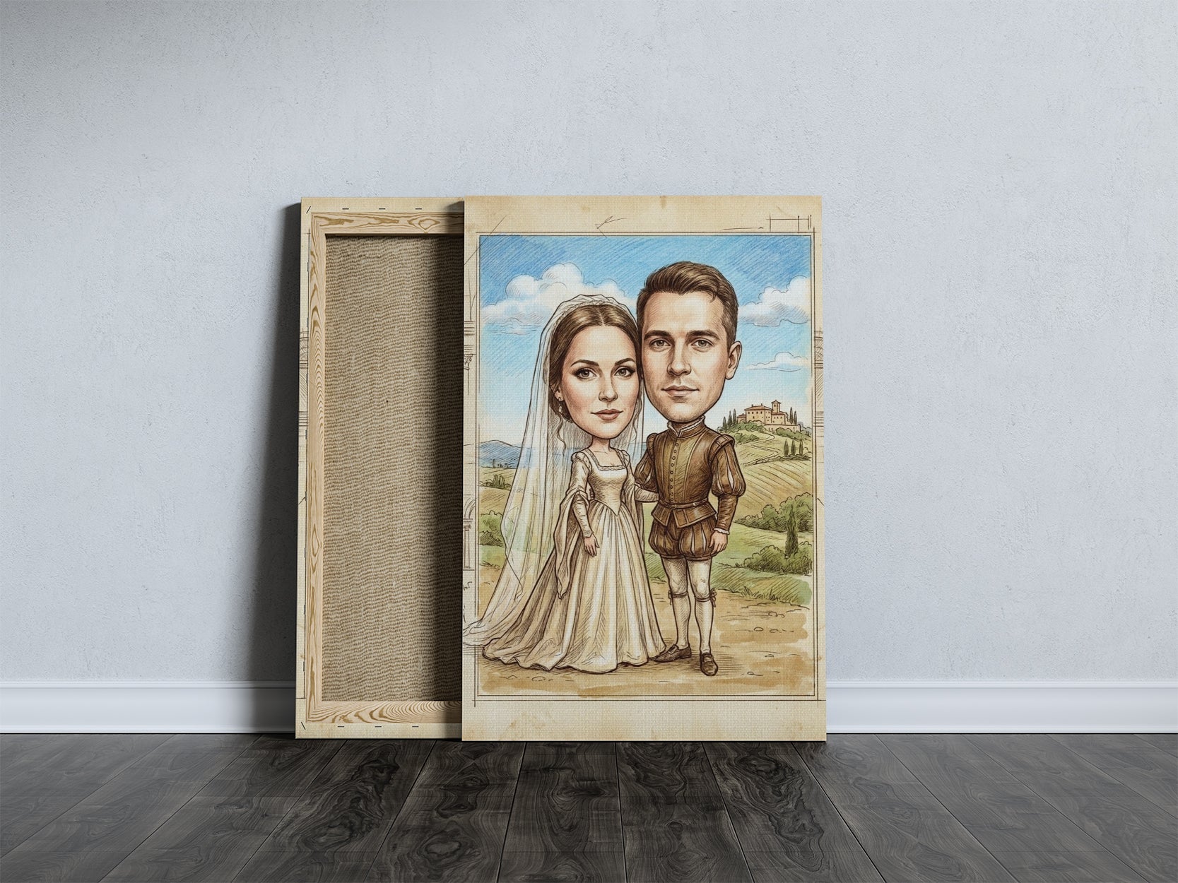 Karykatura ślubna retro personalizowany prezent dla Pary Młodej mockup 4